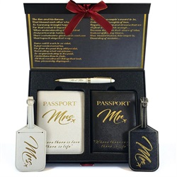 Mr. & Mrs. Luggage Tags and Passport Holder 
